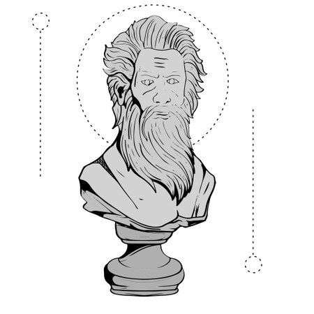 hand drawing Geek tattoos statue vaporwave black and white vintage style aesthetics. for tattoos skin element or poster element designのイラスト素材