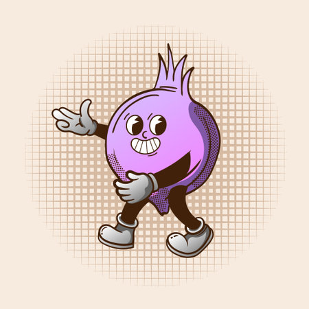 Vegetables Funny cartoon characters Groovy hippie 70s. Sticker pack, posters, prints.elements in trendy retro cartoon style.のイラスト素材