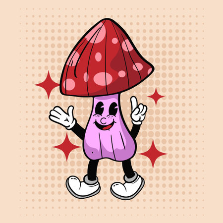 Groovy hippie characters Vegetables Doodle  retro cartoon style illustration Simple background images for poster, cover, banner, desktop wallpaper.のイラスト素材