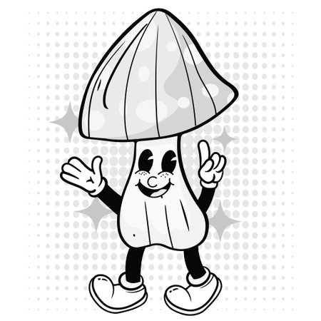 Cute comic book characters Doodle Line coloring retro cartoon style illustration, vintage character elements in trendy retro cartoon style. .のイラスト素材