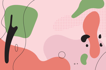 Abstract backgrounds. Hand drawn various shapes and doodle objects. Contemporary modern trendy vector illustrations. Every background is isolated. Pastel colorsのイラスト素材