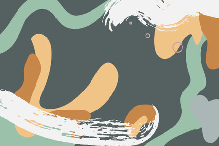 Background abstract foliage wall art vector. Leaves, organic shapes,colorful, leaf branch, jungle in line art style. Botanical wall decoration collection design for interior, poster, cover,のイラスト素材