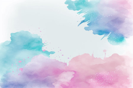 Gradient cosmic watercolor illustration. Colorful space background with starsのイラスト素材