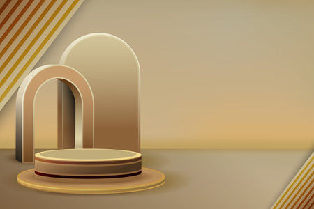 Cosmetic background for product, branding and packaging presentation. geometry form square molding on podium stage with shadow of leaf background.のイラスト素材