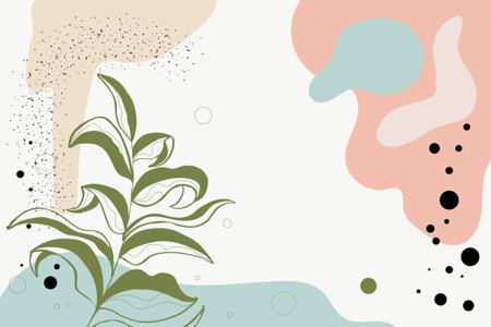 Abstract background watercolor art botanical line art wallpaper background vector. Luxury cover design with text, golden texture and brush style.のイラスト素材