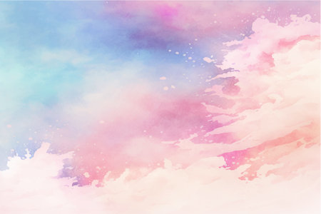 Hand painted watercolor sky cloud background with a pastel coloredの写真素材