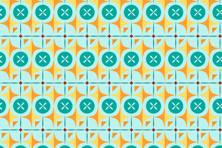 Seamless pattern with circles and crosses in retro style. Vector illustrationのイラスト素材