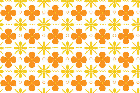 Seamless pattern with orange flowers on white background. Vector illustration.のイラスト素材