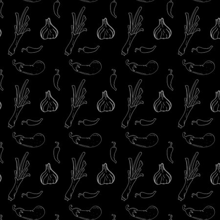 Colorfull Seamless vegetable background Vector Pattern Bright color Pattern suitable for posters, postcards, fabric or wrapping paperのイラスト素材