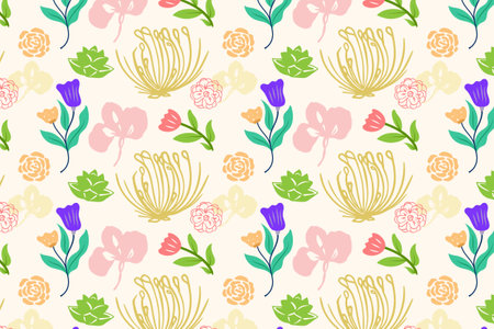 Foliage Cute feminine Abstract Flowers Seamless Patterns Backgrounds