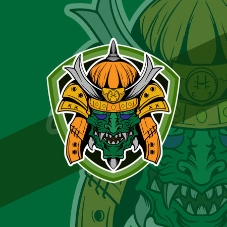 Oni japanes helmet army esport mascot logo illustrations vector template design Â for team game streamer youtuber banner twitch discordのイラスト素材