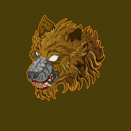 Wolf Design Head Emblem of Aggressive Angry Illustration your merchandise or businessのイラスト素材