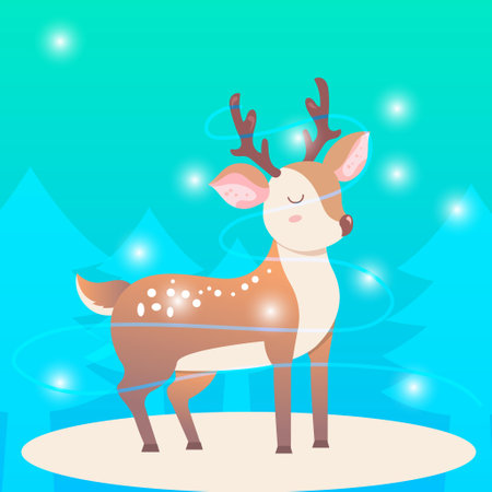 Deer christmas magic illustration vector for element design posterのイラスト素材