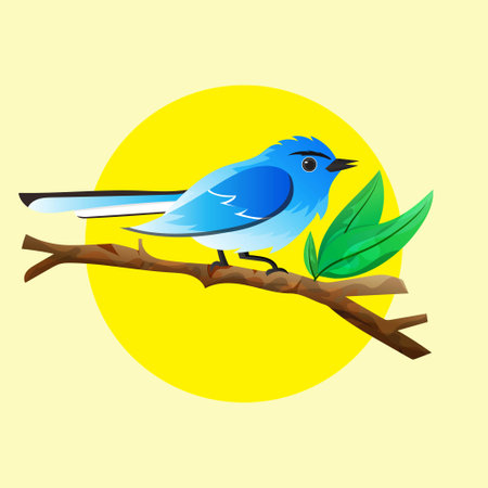 Illustration of Blue-Gray Gnatcatcher. Hand drawn illustration images good for wall decoration, wallpaper and element of design productのイラスト素材