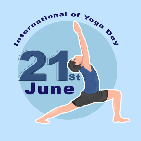 illustration of man doing asana for International Yoga Day on 21st Juneのイラスト素材