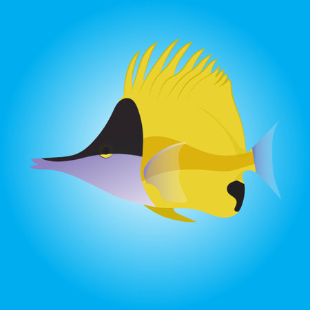 Illustration exotic reef fish vector hand drawn for picture book education in schoolのイラスト素材
