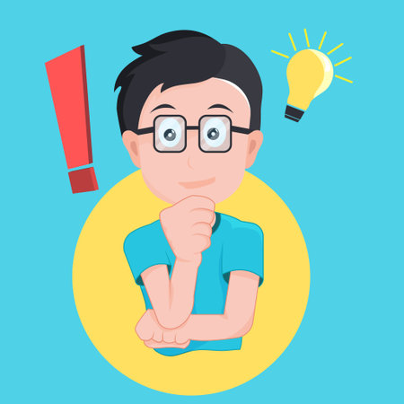The young man thinks he has an idea illustration. Good for Character and avatar.のイラスト素材