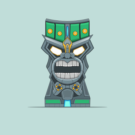 Astec Tiki Mask Bar vintage colorful metal signのイラスト素材