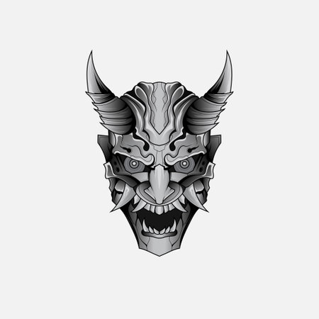 Shinigami mask illustration tattoos Black And White Traditional Japanese Oni Mask Tattoo Tshirt Lifestyleのイラスト素材