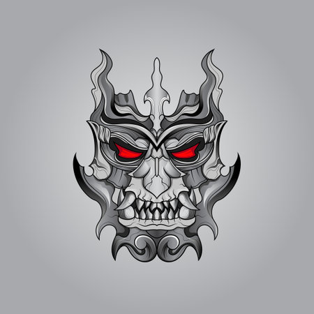 oni mask the devil metal This mascot vector logo can be used for all your needs.のイラスト素材