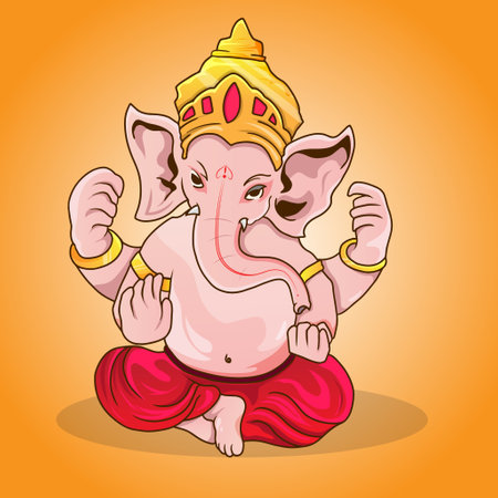 Lord Ganapati for Happy Ganesh Chaturthi festival religious banner Indian God famous for festival Ganesh Chaturthiのイラスト素材