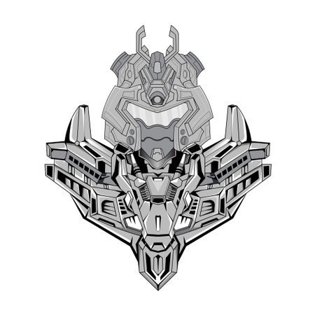 Mecha warrior Ninja costum robotic design with modern illustration concept style for mascot erfect for T-Shirt Design, Sticker, Poster, Merchandise and E-sport logoのイラスト素材