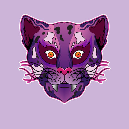 Illustration animal beast dark leopard head Tattoo in vector perfect for T-shirt, Apparel or merchandise designのイラスト素材