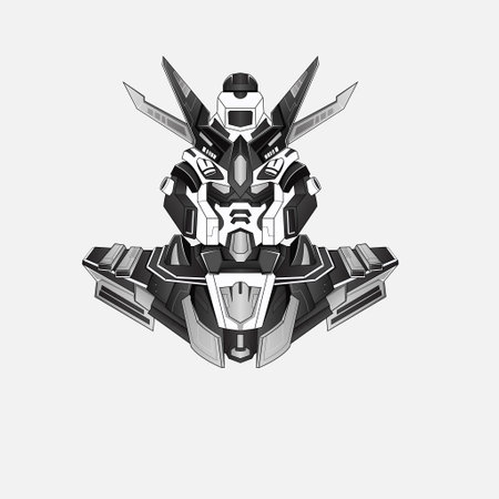 Hand drawn tattoos black warrior Ninja costum robotic design with modern illustration concept style for mascotのイラスト素材