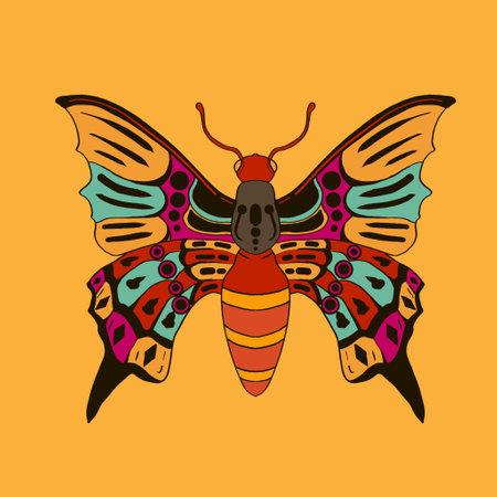 Hand drawn insects Butterfly Hand drawn Fun multicolor drawing. Modern stock vector illustrationのイラスト素材