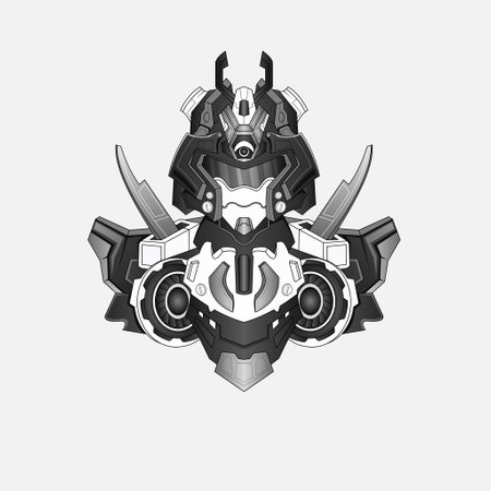 Hand drawn tattoos black warrior Ninja costum robotic design with modern illustration concept style for mascotのイラスト素材