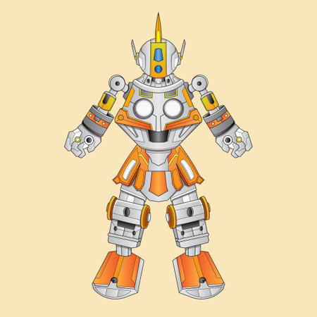character technology robot warrior cyborg in background, Perfect for mascot, T-Shirt Design, Sticker, Poster, Merchandise and E-sport logo andのイラスト素材