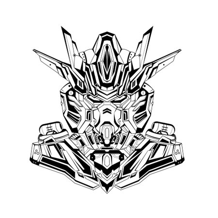 Hand drawn tattoos black warrior costum robotic design with modern illustration concept style for mascotのイラスト素材
