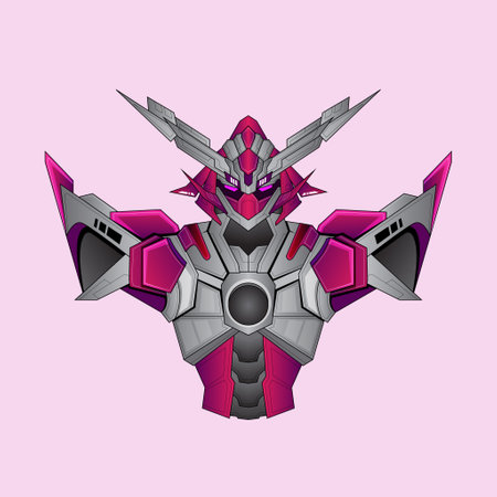 robot knight warrior cyborg in background, Perfect for T-Shirt Design, Sticker, Poster, Merchandise and E-sport logoのイラスト素材