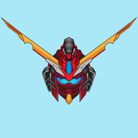warrior cyborg head robot knight in the sacred geometry ornaments background, Perfect for T-Shirt Design, Sticker, Poster, Merchandise and E-sport logoのイラスト素材