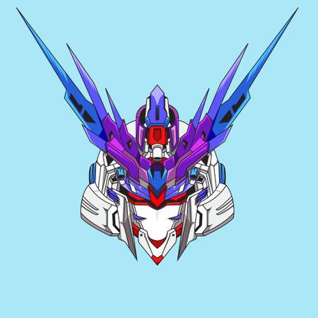 warrior cyborg head robot knight in the sacred geometry ornaments background, Perfect for T-Shirt Design, Sticker, Poster, Merchandise and E-sport logoのイラスト素材