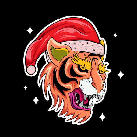 Tiger Beast Head with Stay Wild object collection with leopard,tiger. illustration for icon,logo,sticker,printableのイラスト素材