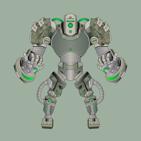 character technology robot warrior cyborg in background, Perfect for mascot, T-Shirt Design, Sticker, Poster, Merchandise and E-sport logo andのイラスト素材