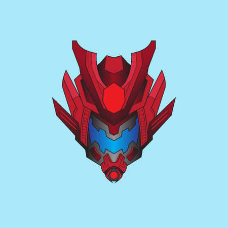 warrior cyborg head robot knight in the sacred geometry ornaments background, Perfect for T-Shirt Design, Sticker, Poster, Merchandise and E-sport logoのイラスト素材