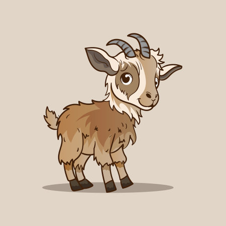 Cute Goat and Sheep Cartoon Mascot Character Illustration Isolated on whiteのイラスト素材