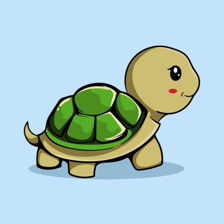 lustration of a smiling cartoon Happy cute sea turtle cartoon isolated on blue background for kids education or apparel kidsのイラスト素材