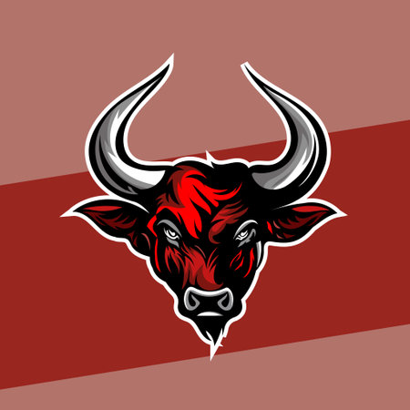 Mad Bull head mascot esport logo of a angry bull head, designed in esports illustration styleのイラスト素材