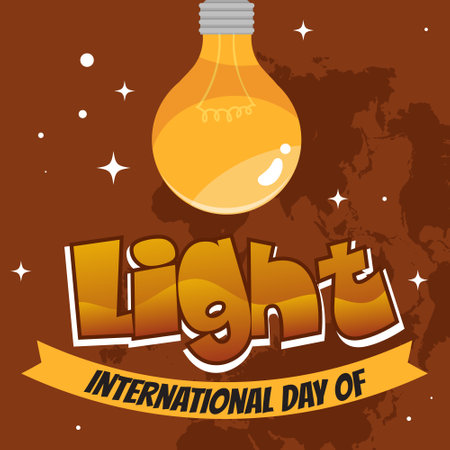 Banner international day of light good for international day of light celebration 16 may the Importance Use of Lamp in Flat Cartoon Template for background, banner, card, poster.のイラスト素材