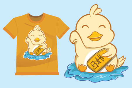 Fortune Chicken duck tshirt art fashion designs and sticker for kids apparel tshirt merch, website, clip art, poster and custom print on demand merchandise.のイラスト素材