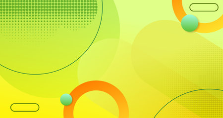 Dynamic shape background abstract with wave gradient green and yellow liquid shape composition, line, circle, space for text for futuristic ads, booklets, banners and wallpaper.のイラスト素材
