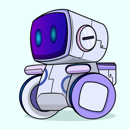 Futuristic Cartoon robotic character detailed robot for tech-themed designs, chatbot concepts, and playful AI-related projects Electronic equipment and humanoid animation concept isolated on backgroundのイラスト素材