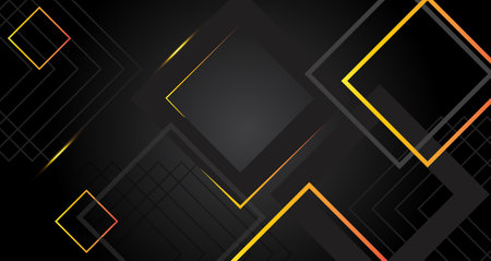Abstract geometric luxury shiny dark black premium background with lines golden glowing and lighting effect on dark background and texture.のイラスト素材
