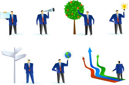 Collection of abstract business people figures, logos and iconsの写真素材