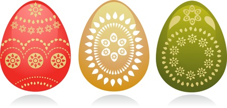 thre Easter eggs with golden paisley designのイラスト素材