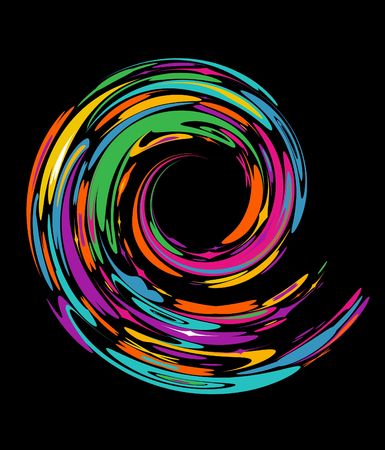 Colourful spiral on a black backgroundのイラスト素材
