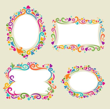 Collection of four floral framesのイラスト素材